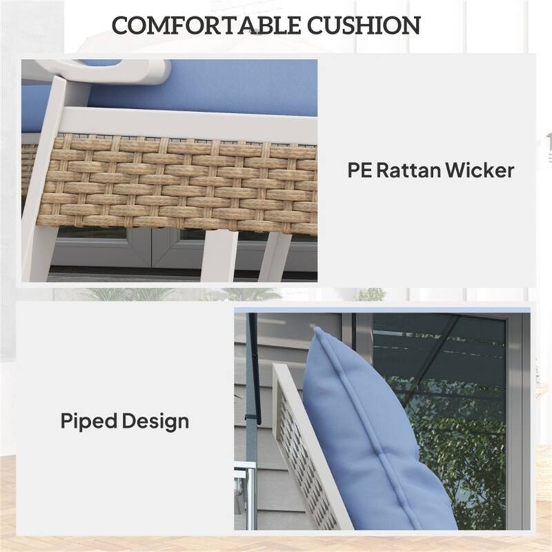 4-Piece Outdoor Patio Furniture Set PE Rattan Rocking Chairs Loveseat and Coffee Table with Cushions for Garden Balcony Deck