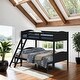 preview thumbnail 2 of 4, Twin over Full Bunk Bed with Camelback Headboard & Guardrails, Black