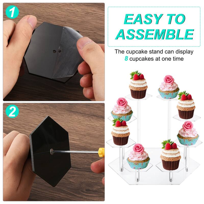 Acrylic Display Stand for Collectible Figures 8 Tier Acrylic Cupcake Stand Clear