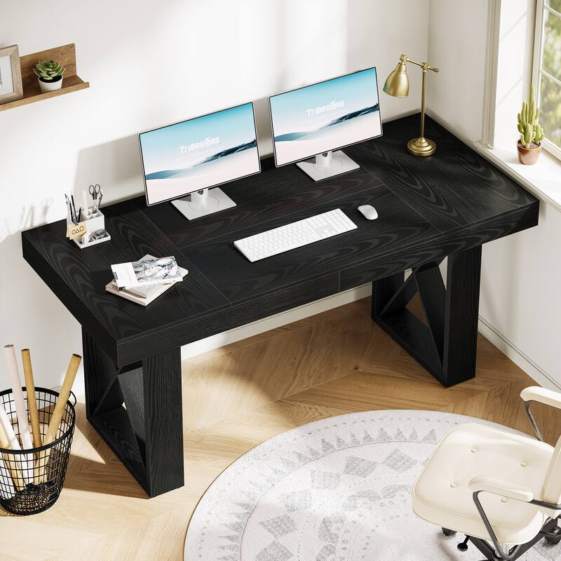 63-Inch Long Wood Computer Desk/Table, Study Writing Gaming Work Executive Desk for Home Office