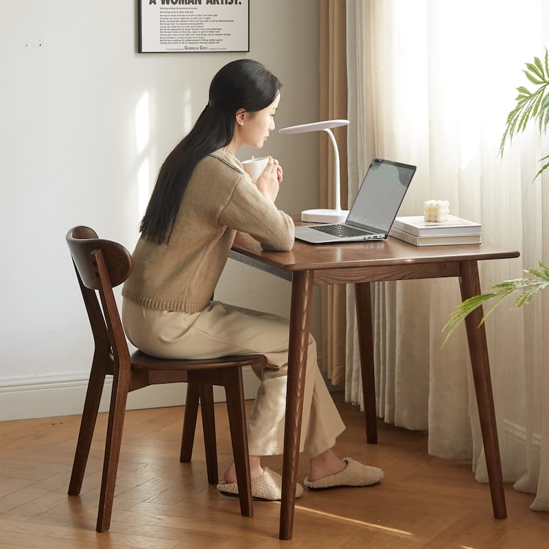 Wood Dining Chairs Set(Set of 2 pcs) , Solid Oak Wood Chairs w/ Backrest & Seat, Anti-Slip Pads - N/A