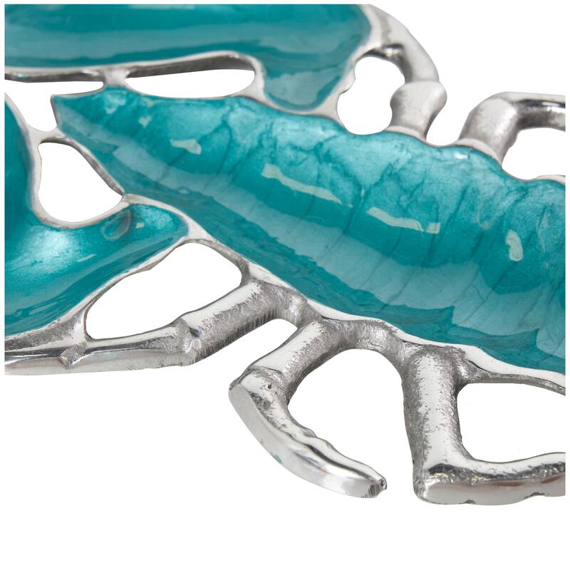 Silver, Blue or Teal Aluminum Enameled Lobster Tray with Silver Metal Exterior (Set of 2)