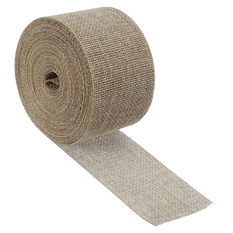 Burlap Fabric Ribbon, Wired Jute Crafts Roll for Wrapping Decoration