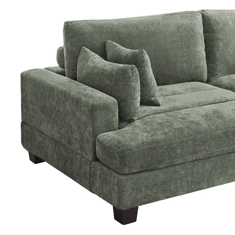 88"W 3-Seater Sofa Chenille Upholstered Couch Modern Loveseat Sofa Wooden Frame Sofa for Living Room