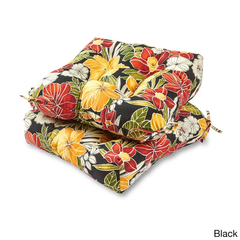 Aloha Floral 20-inch Outdoor Chair Cushion (Set of 2) - Aloha Black