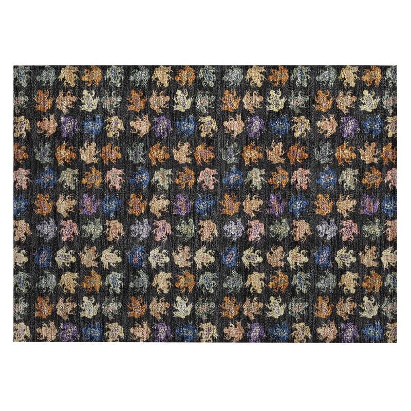 Machine Washable Indoor/ Outdoor Modern Frogs Chantille Rug