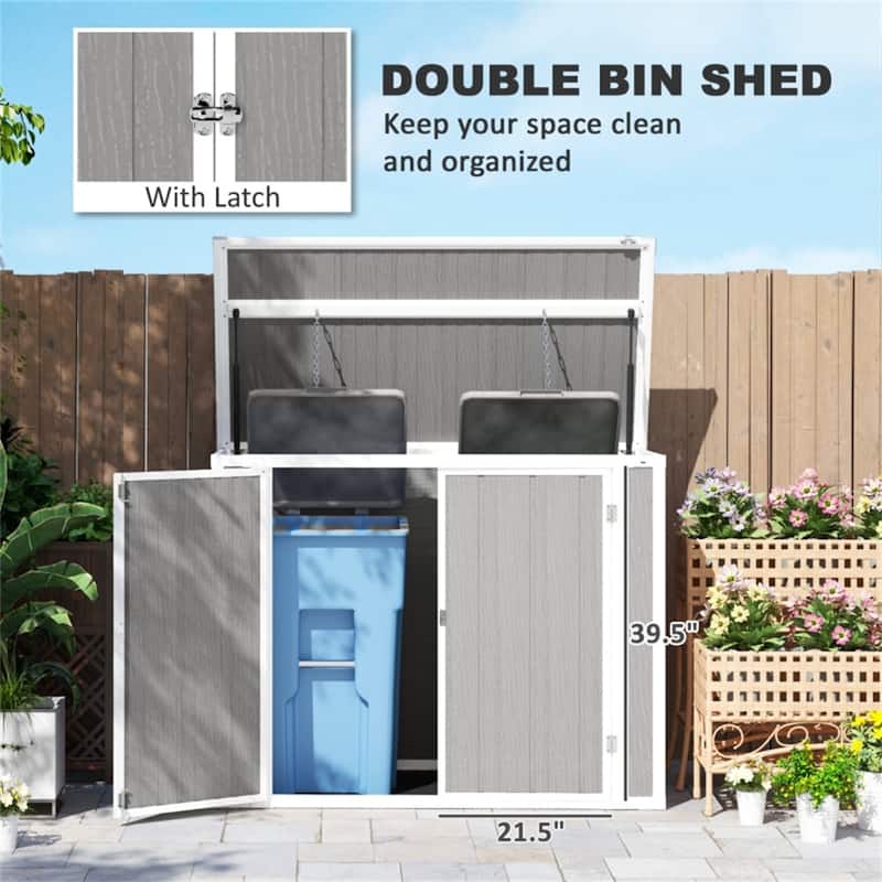 Outdoor Storage Shed for Tools with Lift Lid and Secure Latches - 56.3" W x 29.7" D x 43.3" /42.7" H