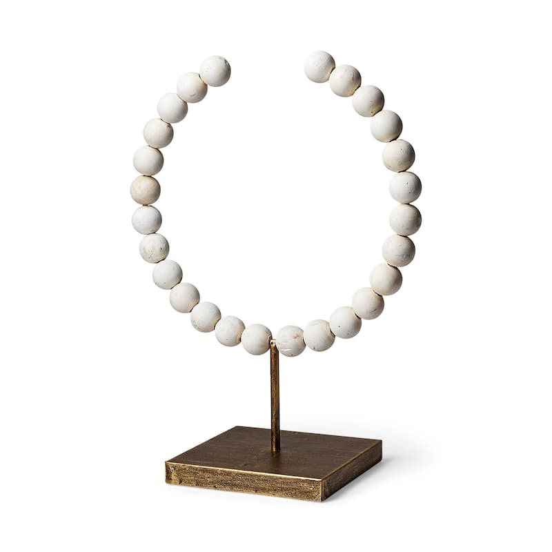 White Beaded Sculpture - 6" W x 11" D x 16" H