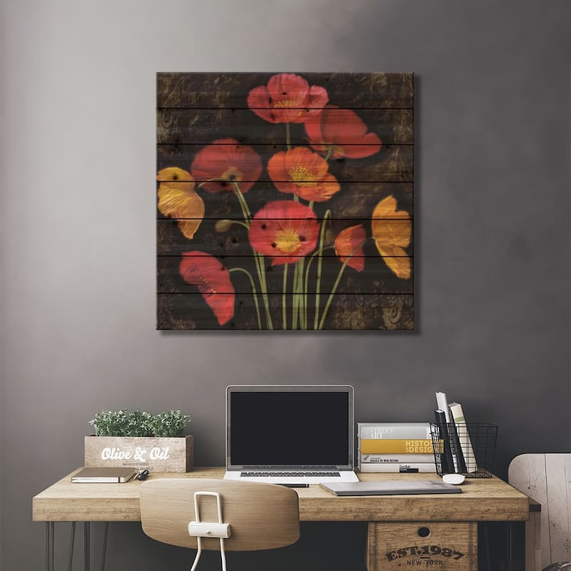 Poppy Bouquet I Print On Wood by John Seba - Multi-Color