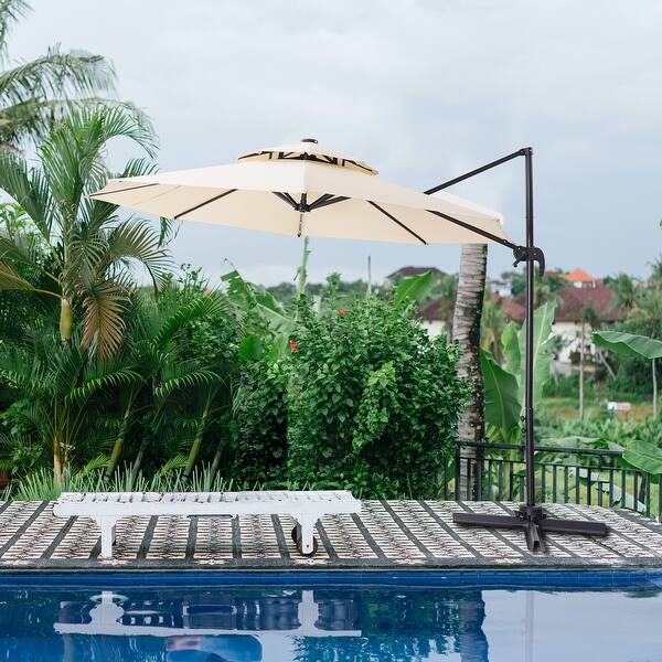 Shop 10 Ft Solar Powered Led Patio Outdoor Umbrella Overstock 32389954