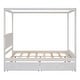 preview thumbnail 7 of 9, Full Size Wooden Canopy Bed with Built-in Storage Drawers and Support Slats, No Box Spring Required