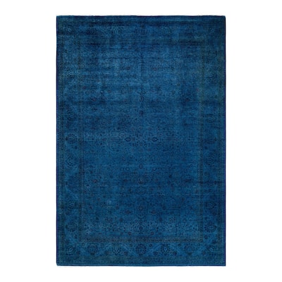 Fine Vibrance, One-of-a-Kind Hand-Knotted Area Rug - Blue, 6' 1" x 9' 1" - 6' 1" x 9' 1"