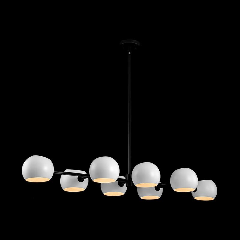 8-Light Modern Linear Clear Glass Globe Bubble Chandelier for Dining Room
