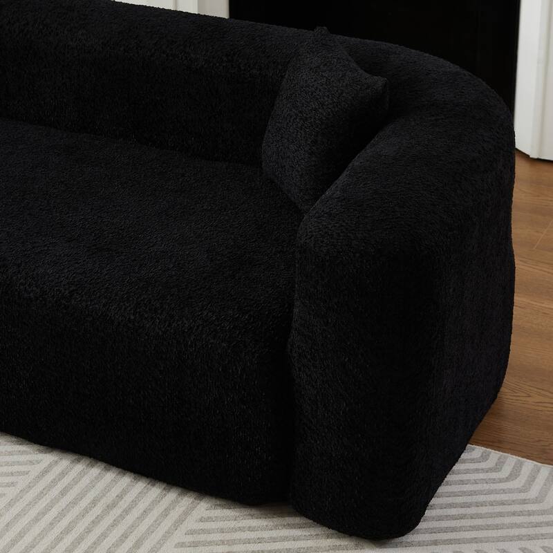 109.4" L-Shaped Chenille Boneless Sectional Sofa with Two Throw Pillows