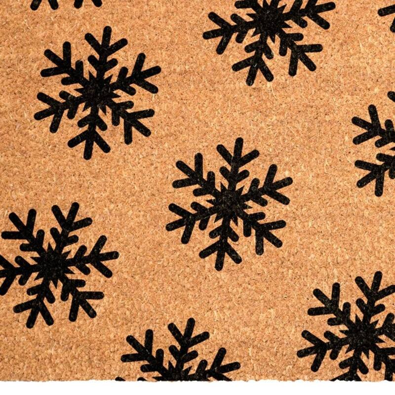 HomeRoots 24" X 36" Brown And Black Christmas Snowflake Outdoor Coir Door Mat - 24.00' X '36.00