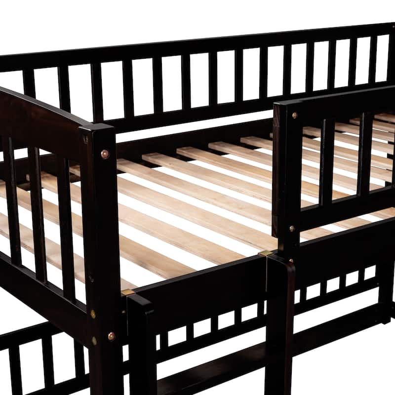 Pine Bunk Bed with Slide and Fence Door