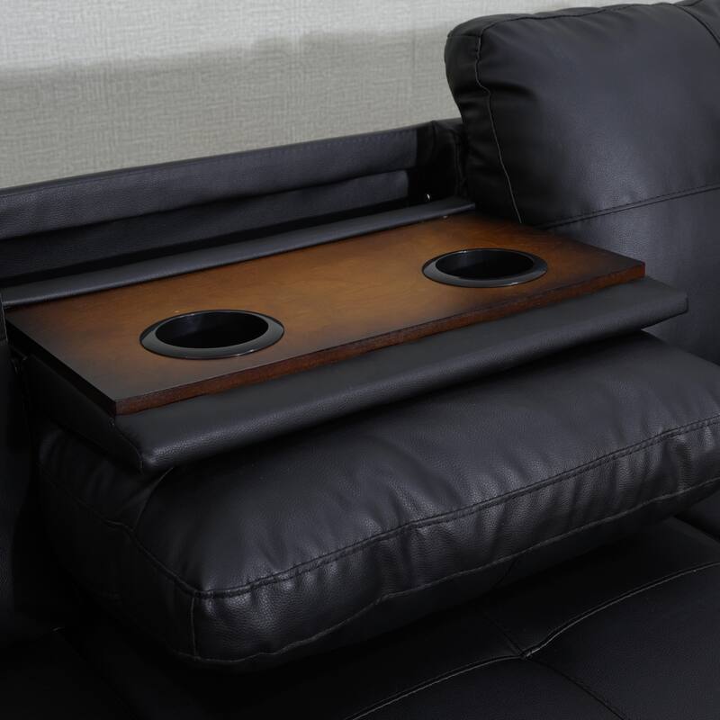 KISRAIS 97.5" Wide 2-Piece Vegan Leather Sectional Sofa Set for Small Space