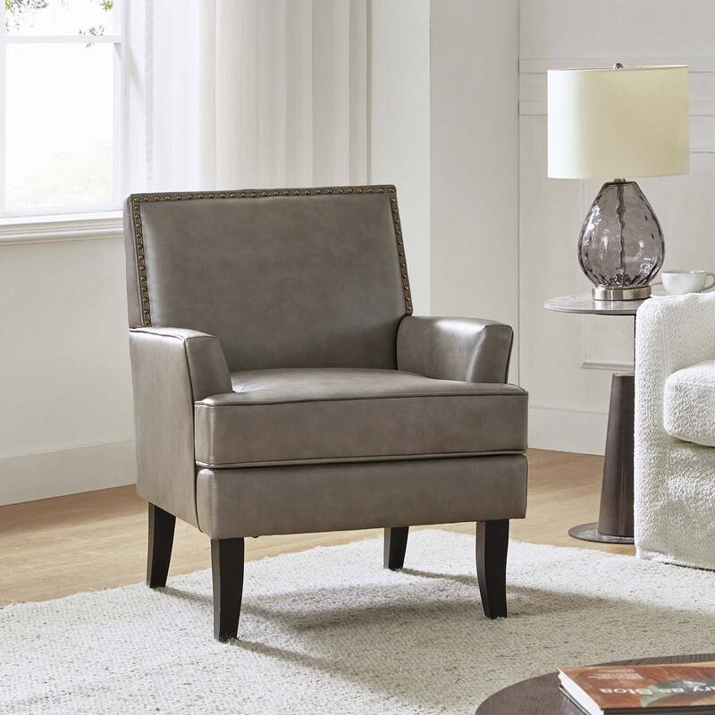 Nileus Contemporary and Classic Polyester Accent Chair with Solid Wooden Legs by HULALA HOME