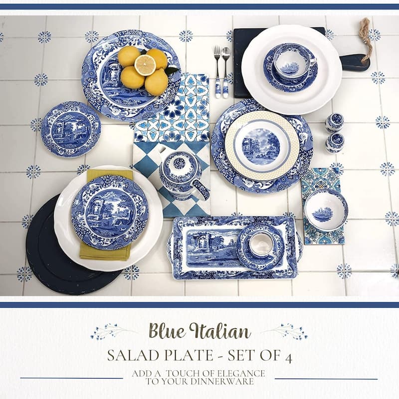 Spode Set of 4 Blue Italian Plates
