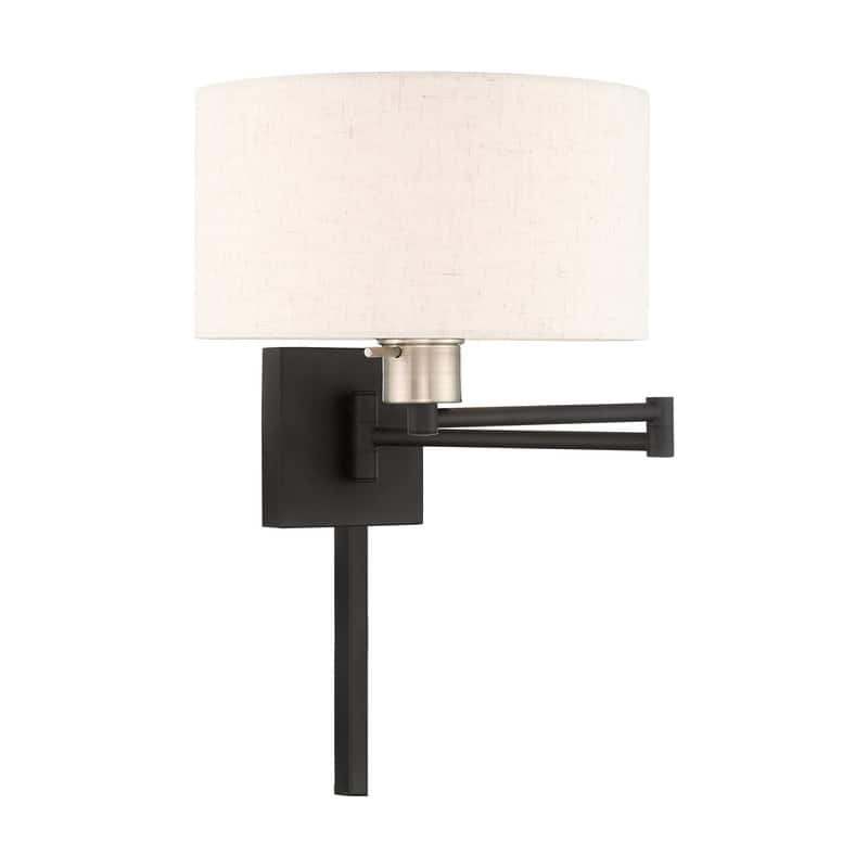 Livex Lighting 1-Light Drum Shade Swing Arm Wall Lamp, 40037