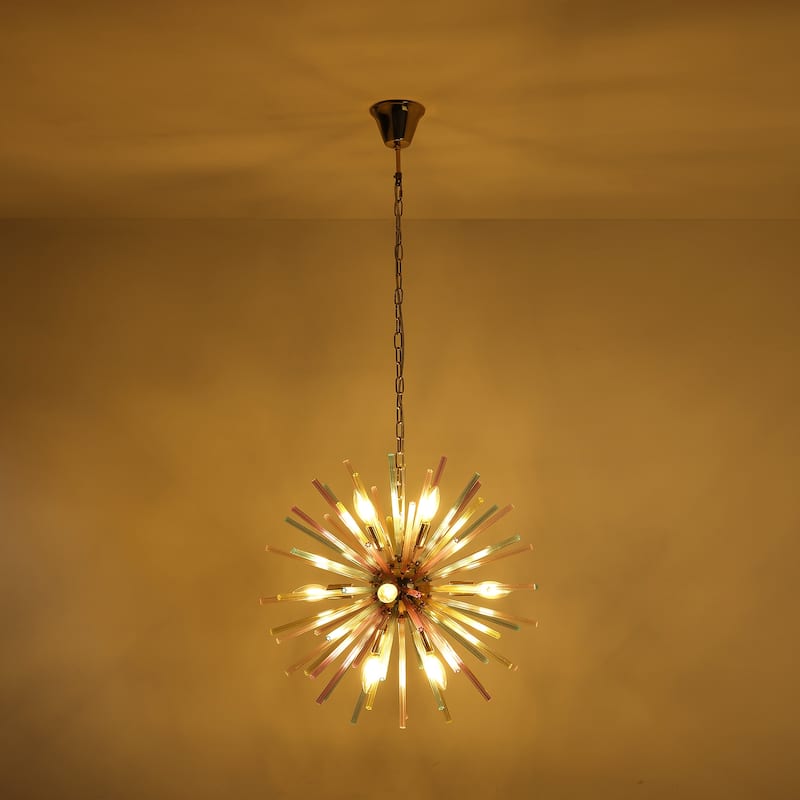 12-Light Modern Creative Sputnik Starburst Pendant Rainbow Sphere Firework Chandelier - 22 in. W