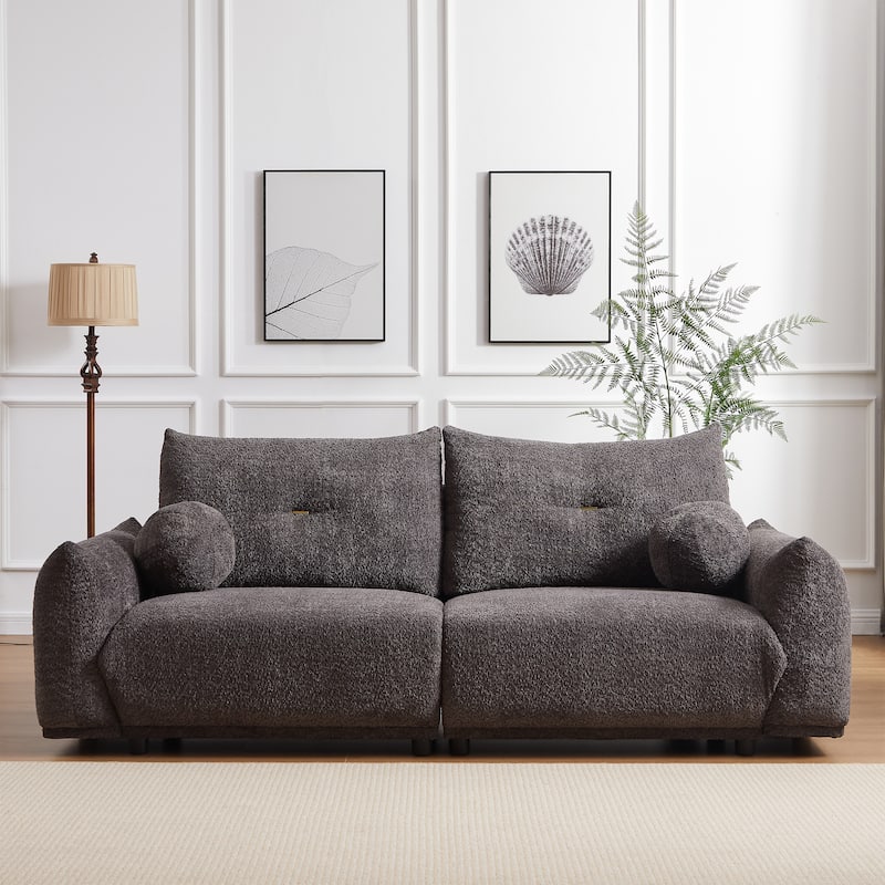 2 Sets of Wool 2-seater Cushion 90"Comfortable Sofa for living room 2 Cushions and 2 Ball Pillows