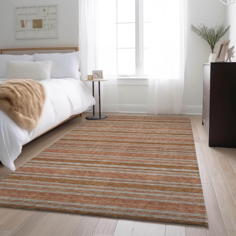 Premium Washable Super Soft Modern Cabana Stripe Mayfield Rug - Paprika - 3' x 5' - Rectangle