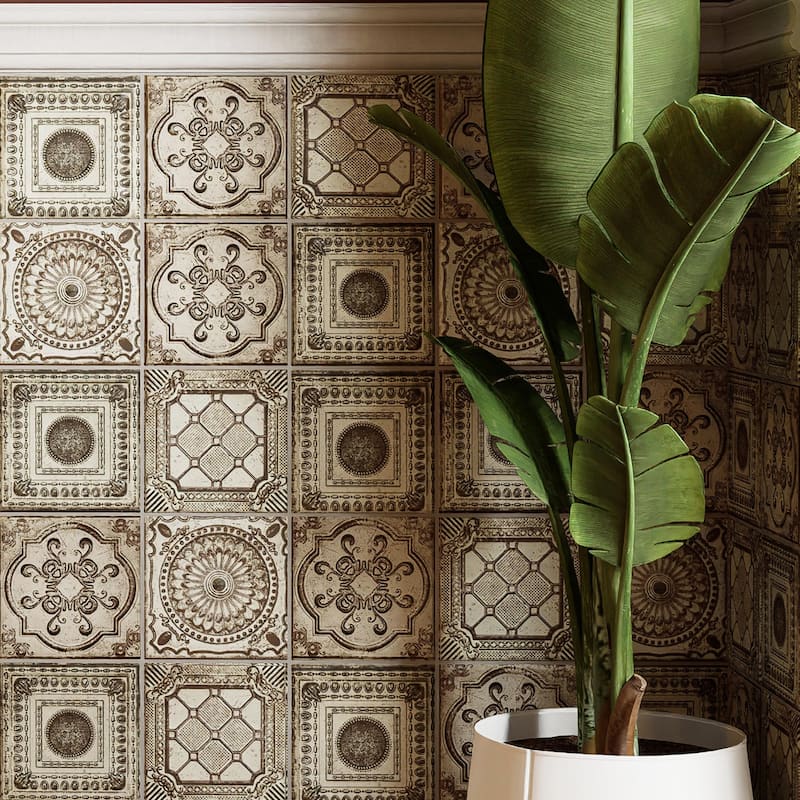 Merola Tile Ritz Anticatto White 7-7/8" x 7-7/8" Ceramic Wall Tile