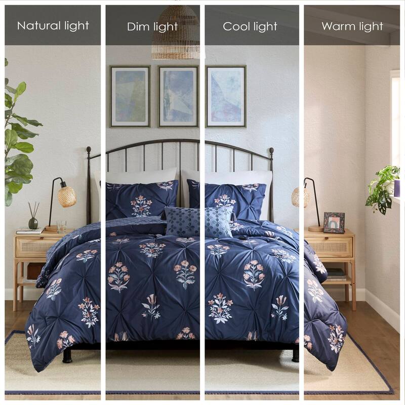 Madison Park Marfa 4 Piece Pintuck Comforter Set with Throw Pillow