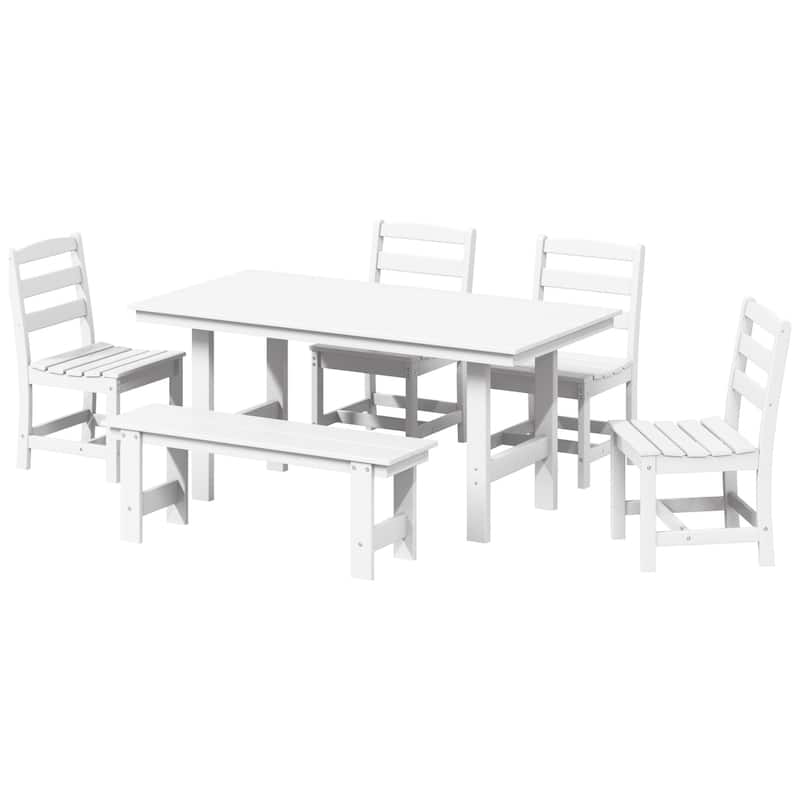 Polytrends Shoreside 6-Piece Side Chair Dining Set With Bench