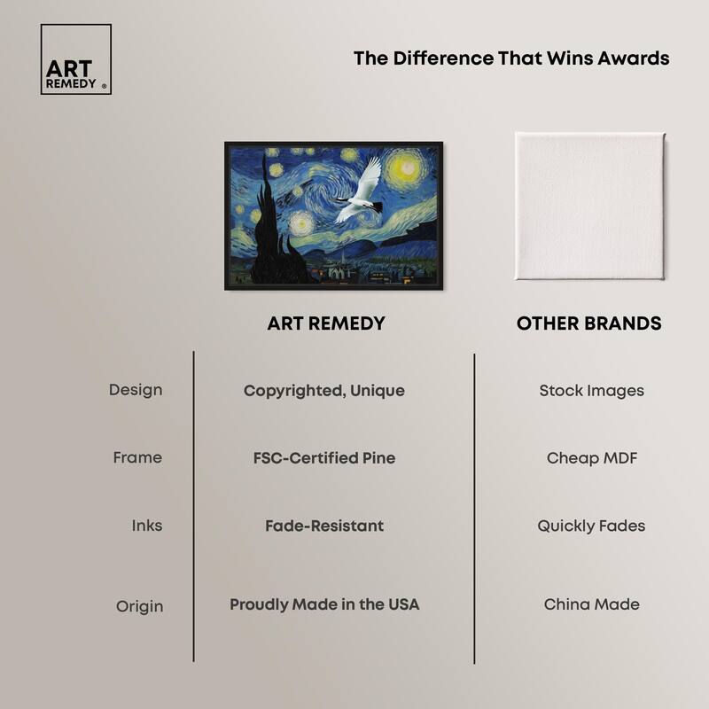 Crane Starry Night Canvas by Art Remedy