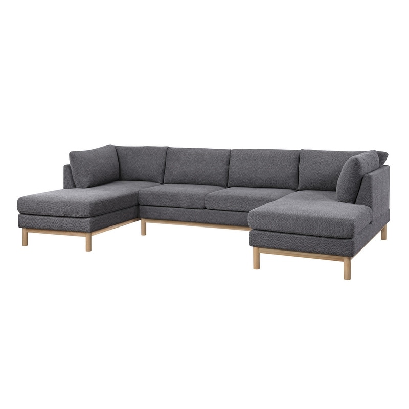 Hallie Sherpa 124" Wide Double Chaise U-Shape Sectional Sofa