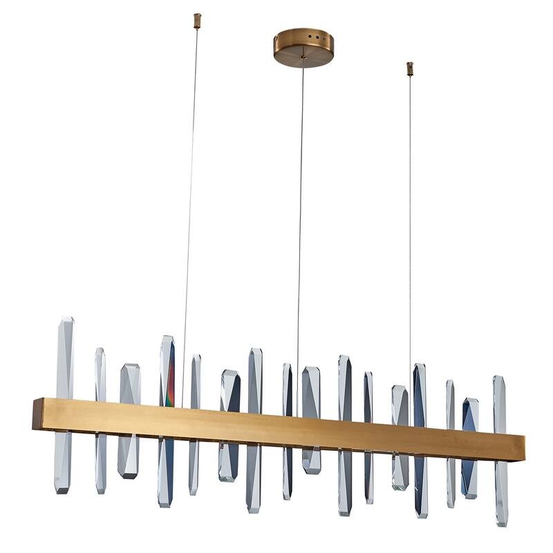 1-Light Chandelier - Coastal Craftsman Metal Hanging Light Fixture with Crystal Accents - 12