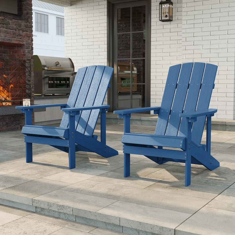 LIVOOSUN Outdoor Recycled Plastic Modern Outdoor Adirondack Chair Set of 1/2/4 - 2 Pieces - Oxford Blue