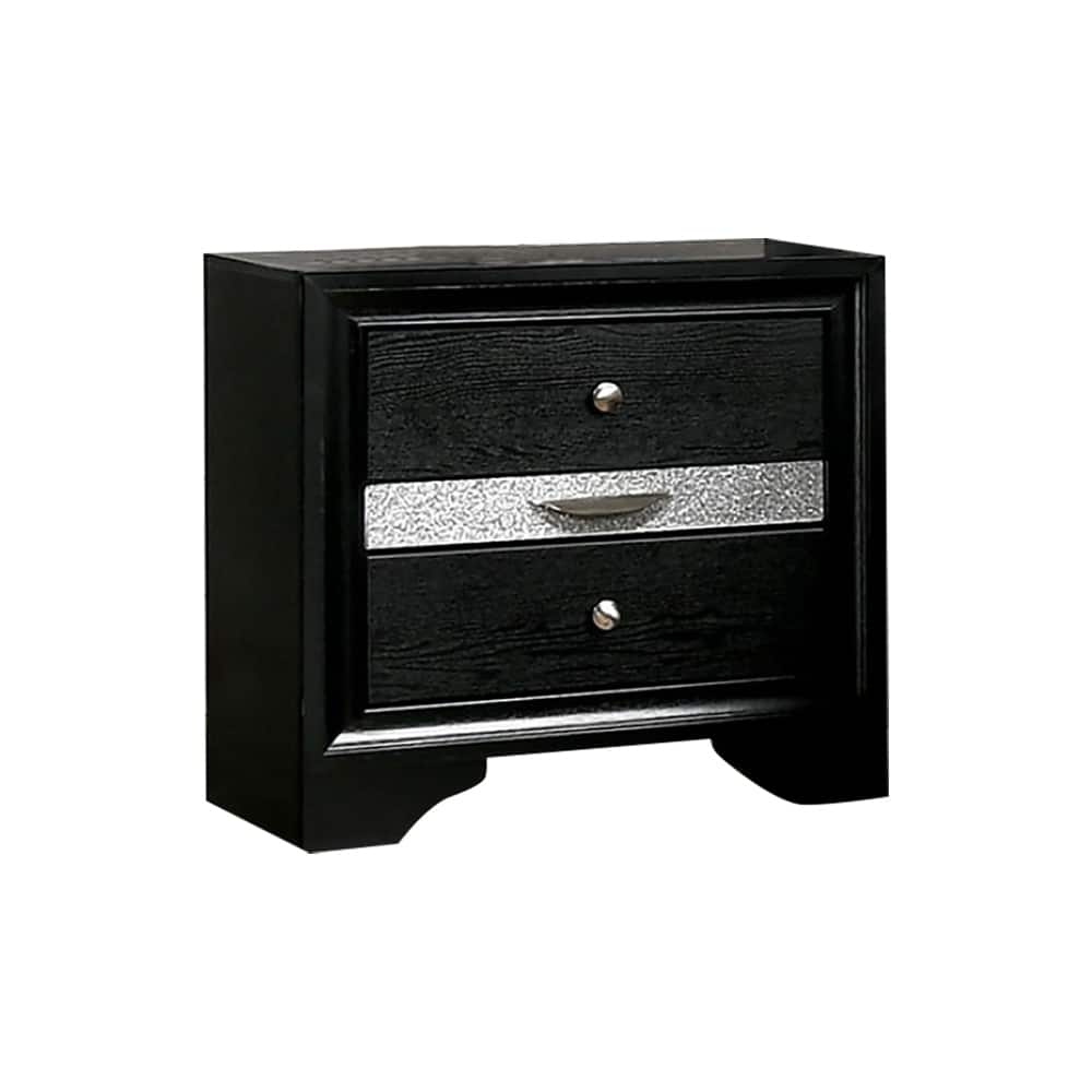 3 Drawers Wooden Nightstand with Pewter Round Knobs