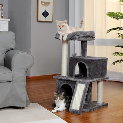 Modern 34 Inches Cat Tree Luxury Cat Tower with Double Condos, Spacious Perch