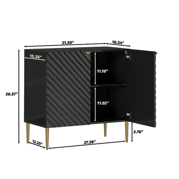 dimension image slide 3 of 5, Clihome 2-Door Storage Buffet Sideboard with Adjustable Shelf