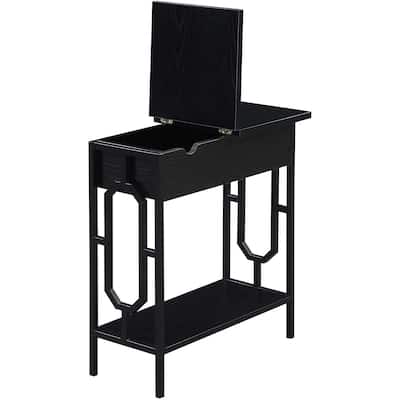 Flip Top End Table with Hidden Charging Station, Two Outlets, Two USB Ports and Concealed Storage Compartment - 23.5