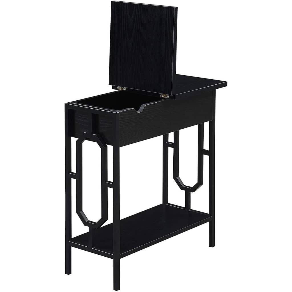 Flip Top End Table with Hidden Charging Station, Two Outlets, Two USB Ports and Concealed Storage Compartment - 23.5