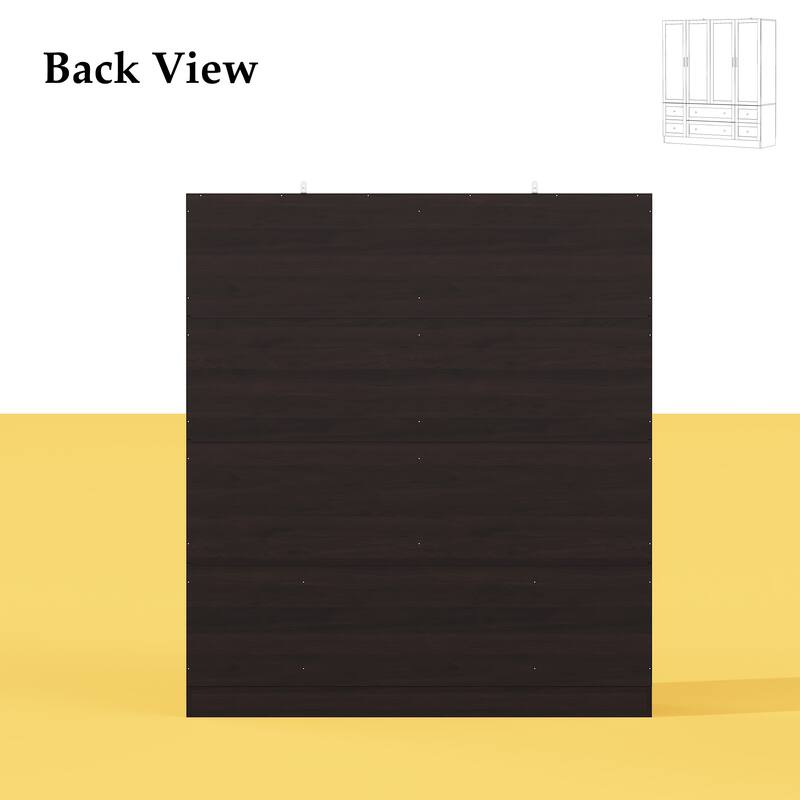 White Wardrobe Closet with Gold Handles - Modern Storage Cabinet with Drawers