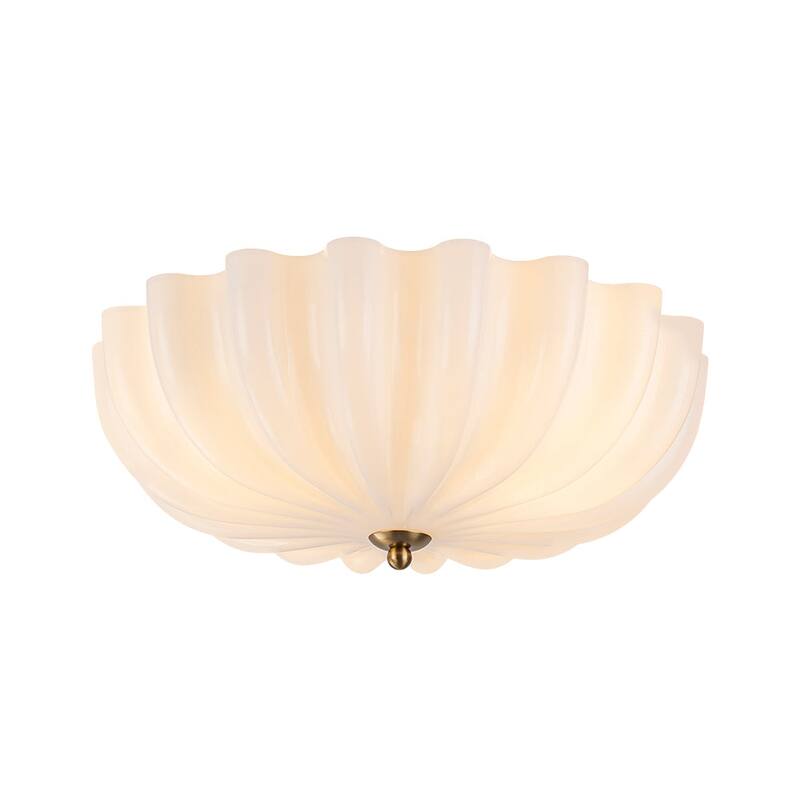 Chic Modern 3-Light Shell Scalloped Glass Semi-Flush Mount - 15 in