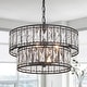 preview thumbnail 4 of 12, Aulia Modern Black Crystal 4-Light Drum Chandelier Lights for Dining Room - D15.5" x H10"