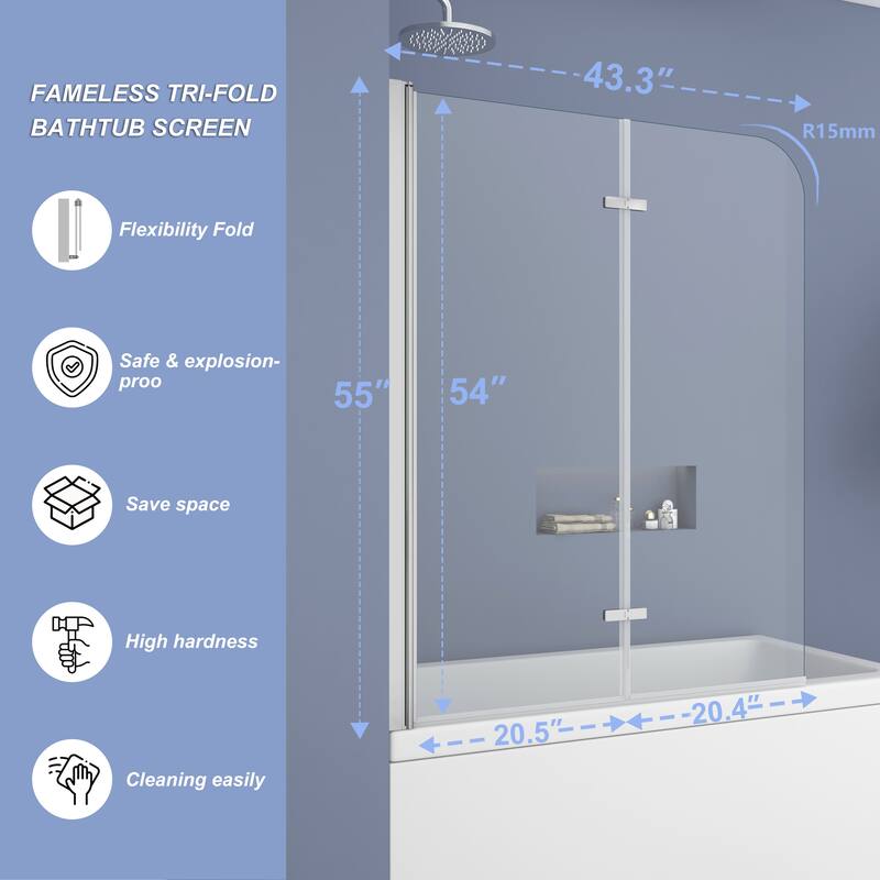 39 in. W x 55 in. H Pivot Tub Door in Matte Black with Clear Tempered Glass