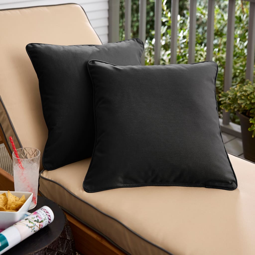 Sunbrella Canvas Black Corded Indoor/ Outdoor Pillow Set (Set of 2)