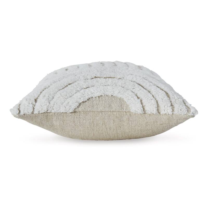 Aris 14 x 22 Lumbar Throw Pillow Set of 4, Geometric Design, White, Tan