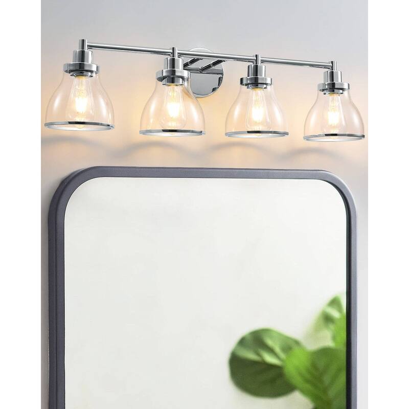 Hermosa Polished Nickel 4-Light Bathroom Vanity Light