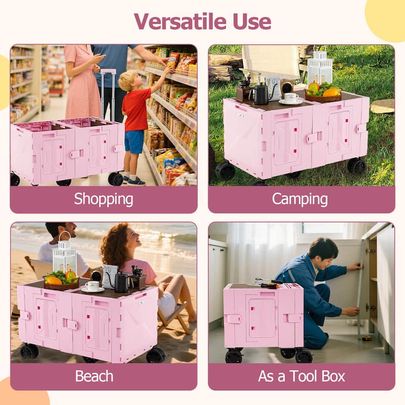 Costway Large Foldable Utility Cart with 2-Tier Storage Crates 5 - See Details