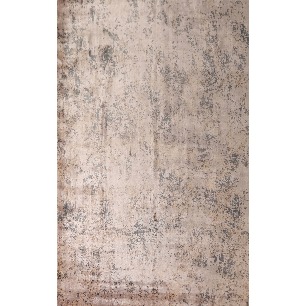 Beige Abstract Modern Area Rug Handmade Wool Carpet - 6'6" x 9'10"