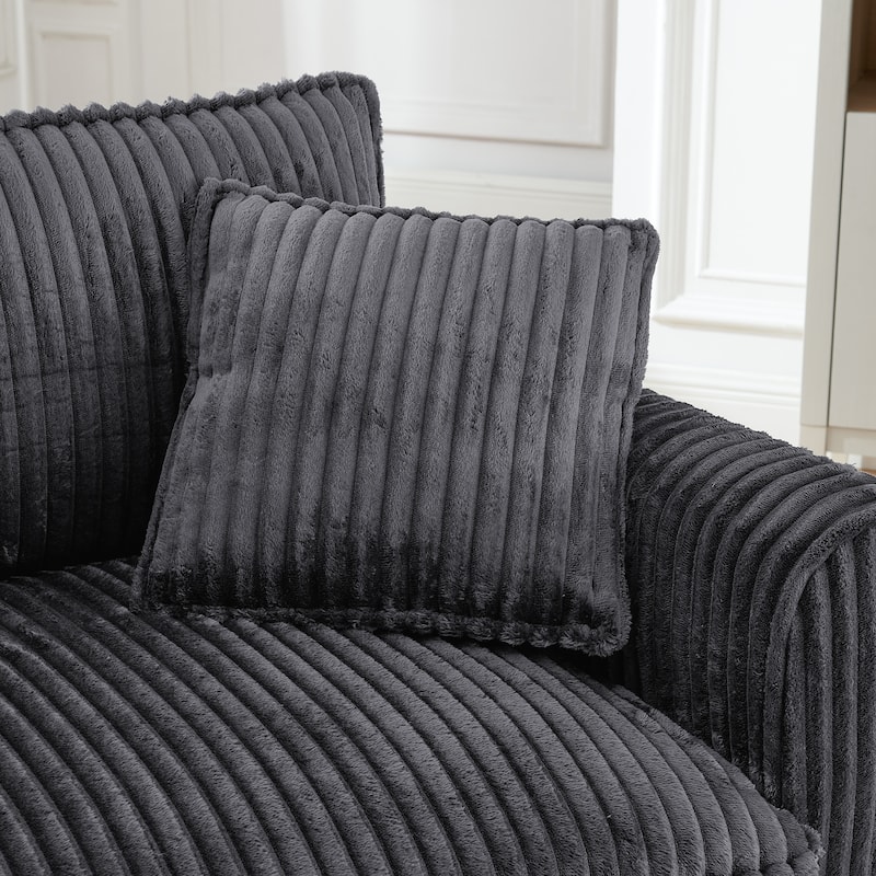 Roomfitters Corduroy Accent Chair with Pillow, Oversized Single Sofa Chair with Armrests and Soft Cushion, Modern Lounge Chair