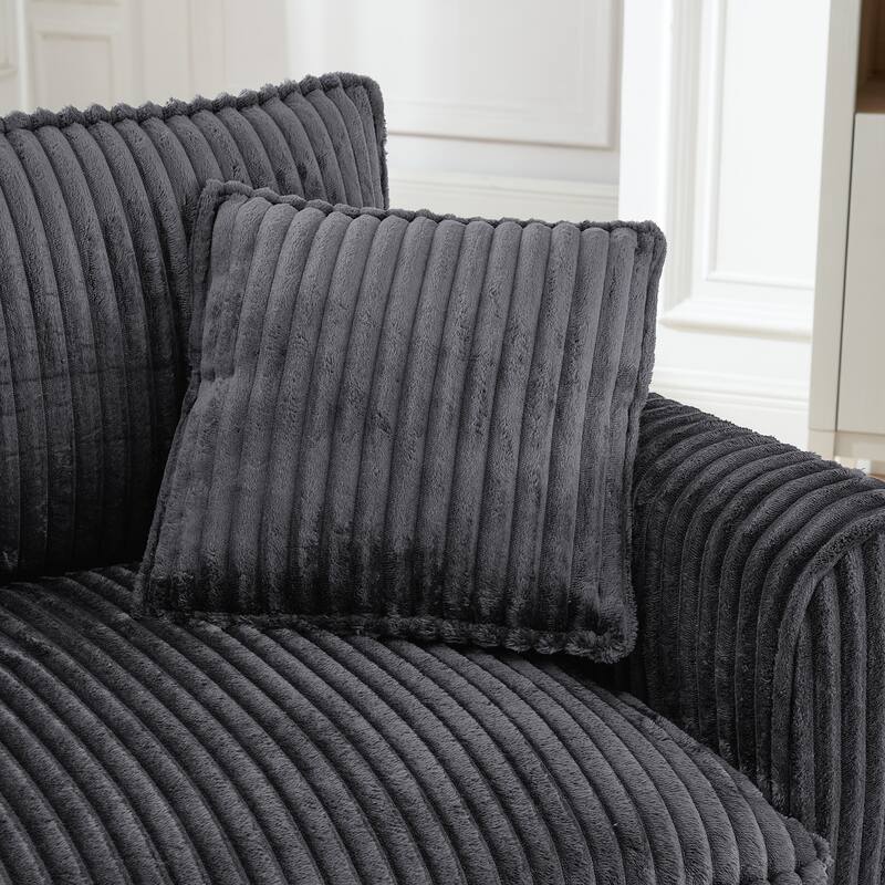 Tufted Corduroy Lazy Sofa Chair with Backrest and Armrests Single Person Lounge Chair for Living Room or Bedroom Accent Chairs